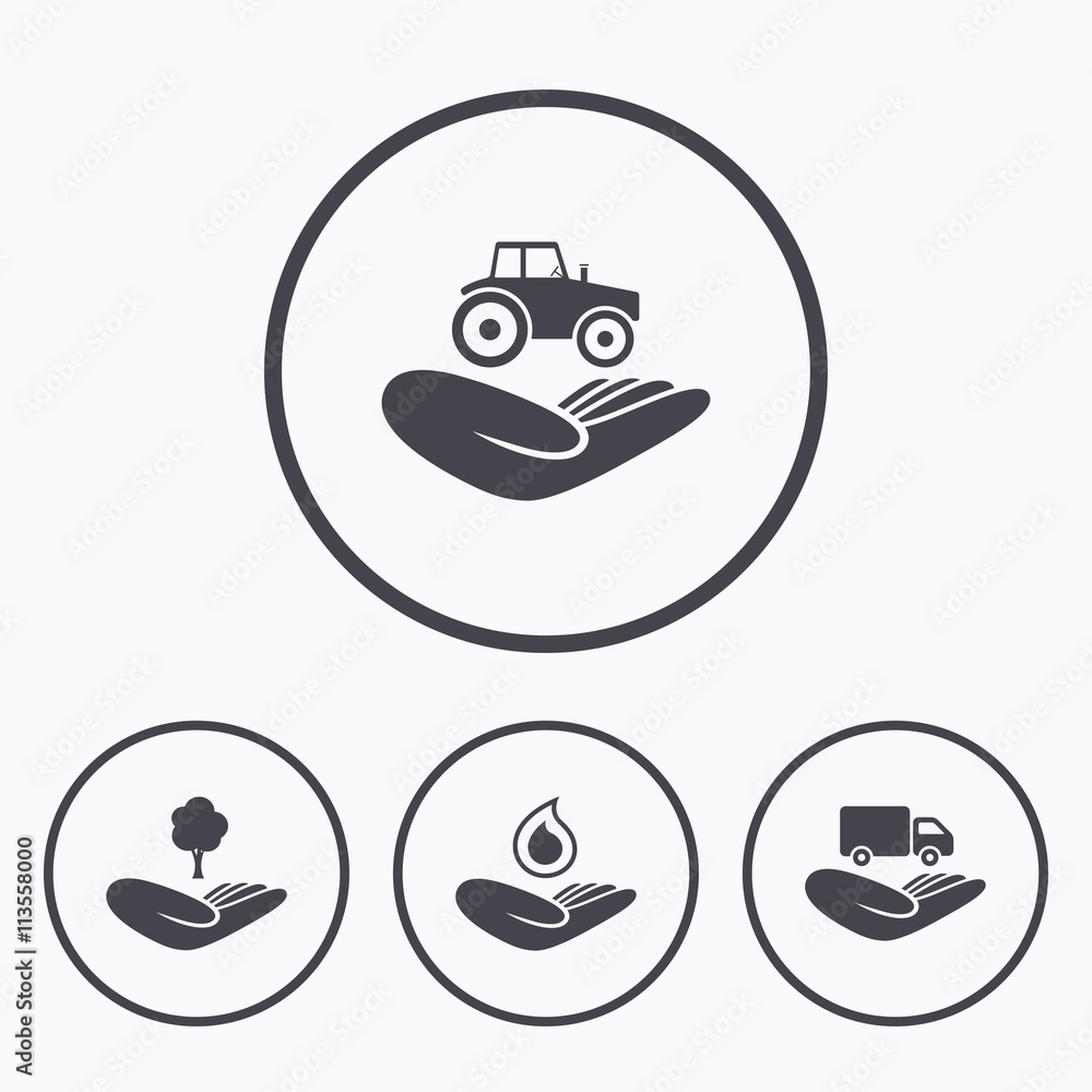 Helping hands icons. Protection and insurance. Helping hands icons. Protection and insurance.