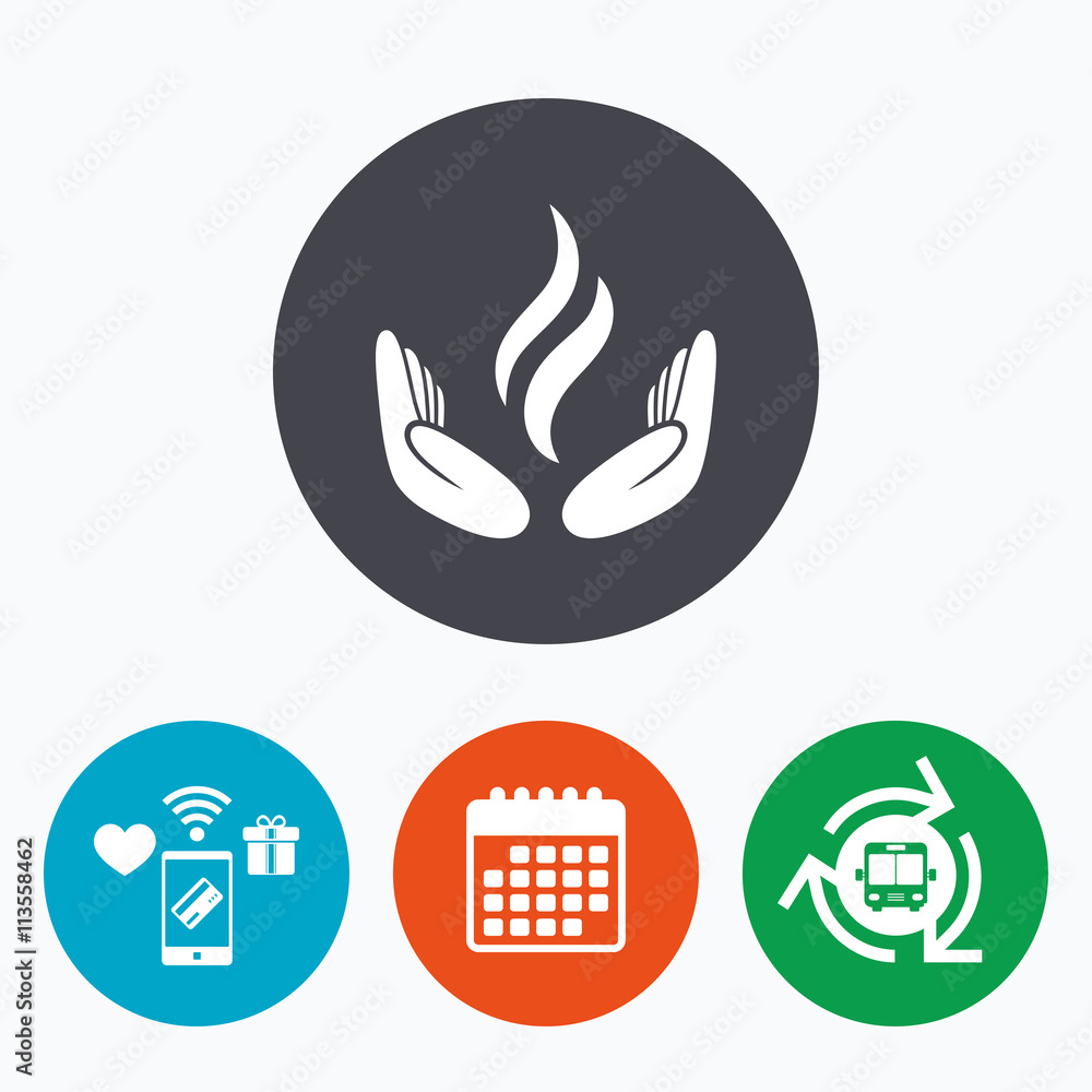 Energy hands sign icon. Power from hands symbol. Energy hands sign icon. Power from hands symbol.