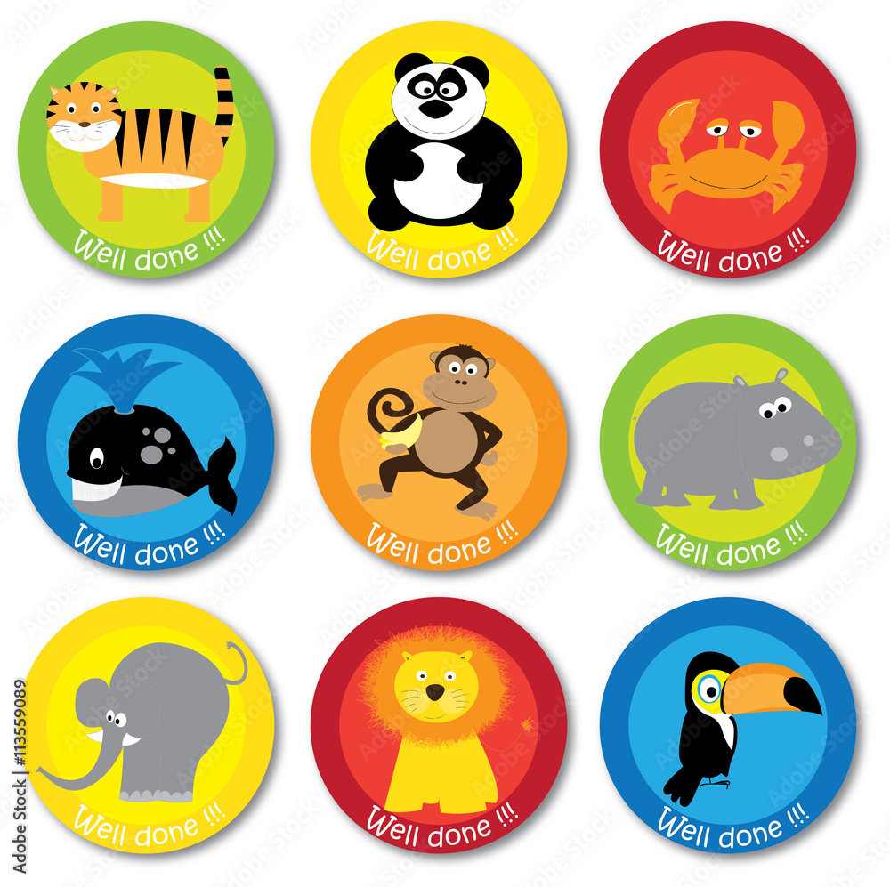 motivation stickers with cartoon animals / sickers set for children
