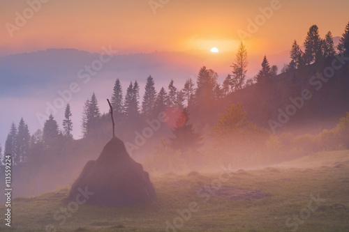 Bright magic Carpathian morning