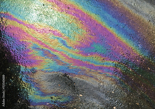 Oil spill pattern on asphalt 