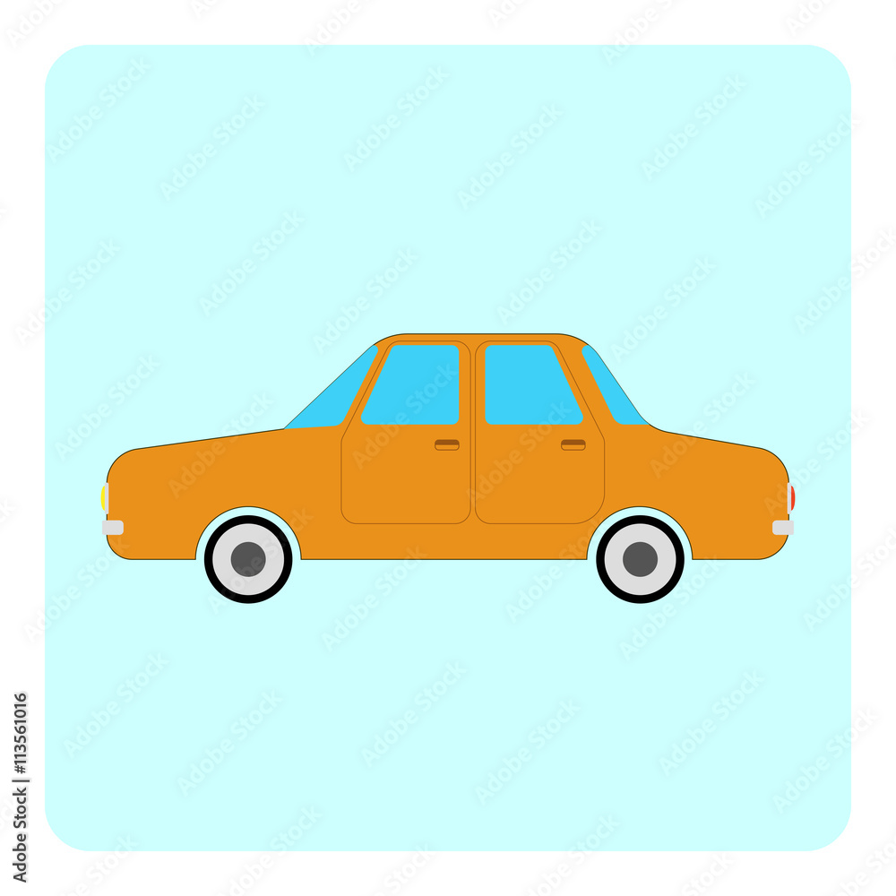 Retro car sedan. Flat icon. Vector illustration.