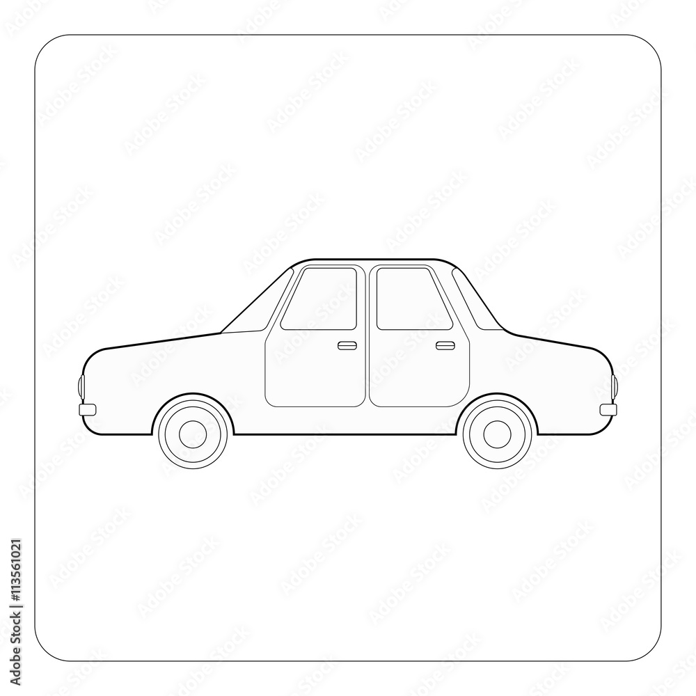 Contours of retro car sedan. Flat icon. Vector illustration. 