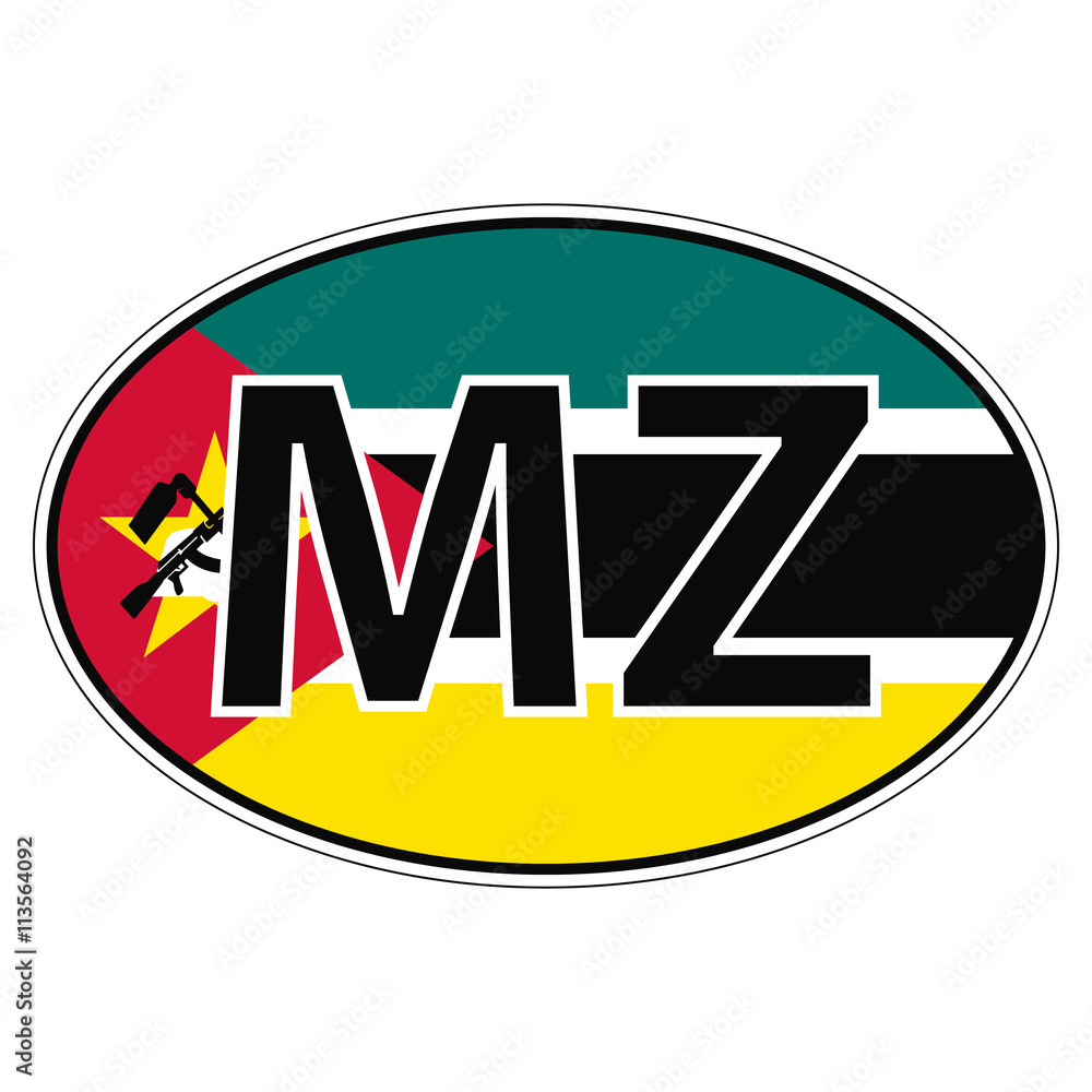 Sticker on car, flag Republic Mozambique