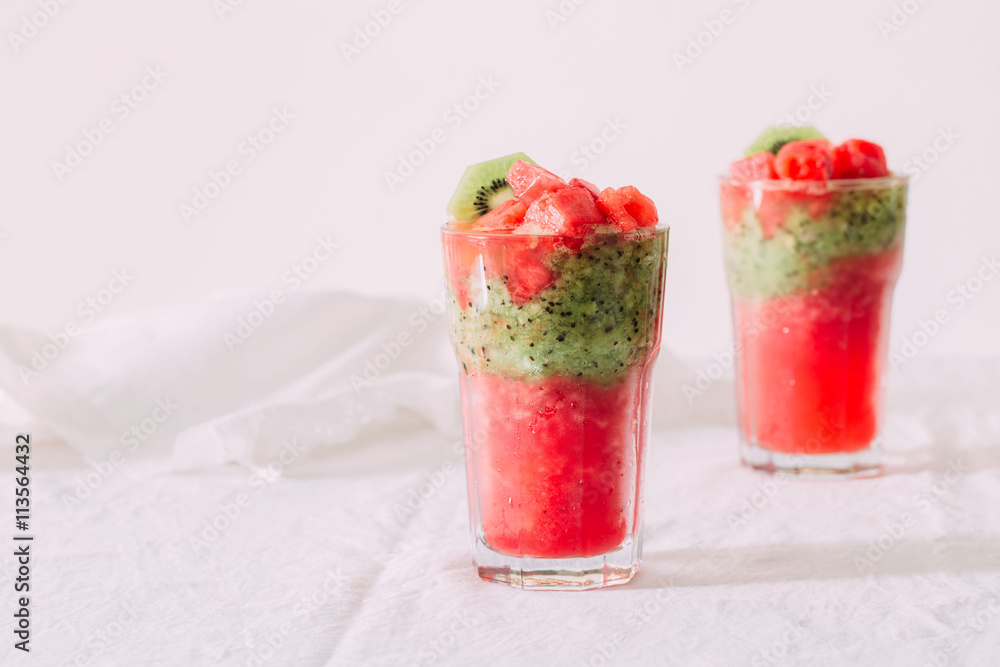watermelon smoothie with kiwi. Summer concept. watermelon smoothie with kiwi. Summer concept.