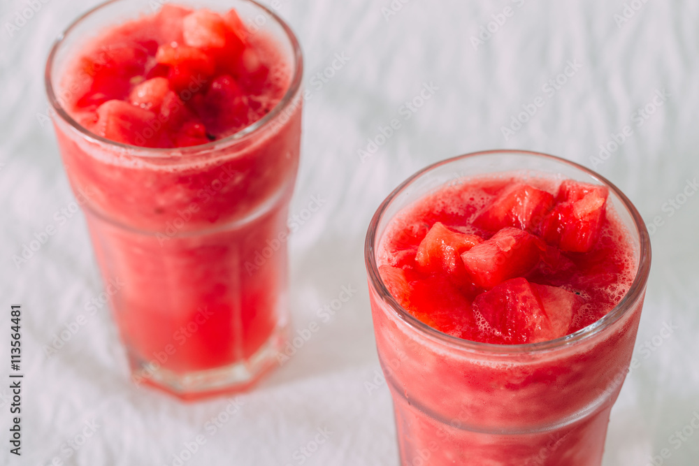 watermelon smoothie on white background. selective focus watermelon smoothie on white background. selective focus