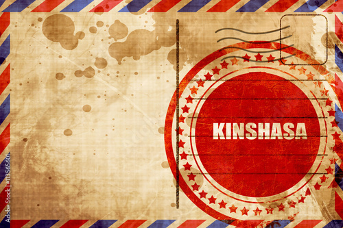 kinshasa, red grunge stamp on an airmail background