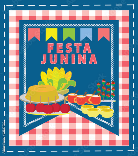 Festa Junina traditional food. Brazilian June Feast. Junina Party vector.