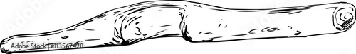 Outline drawing of carved wooden yoke over white