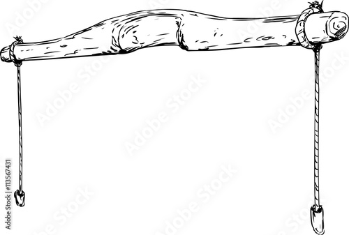 Outline of wooden yoke with rope holders