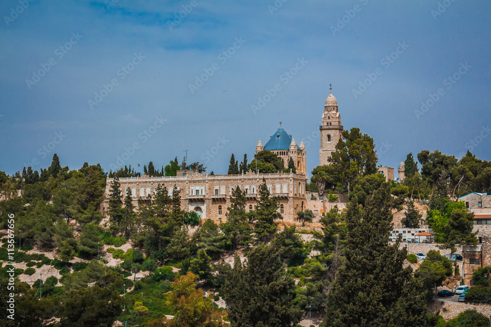 The Abbey of the Dormition building at mount zion in Jerusalem