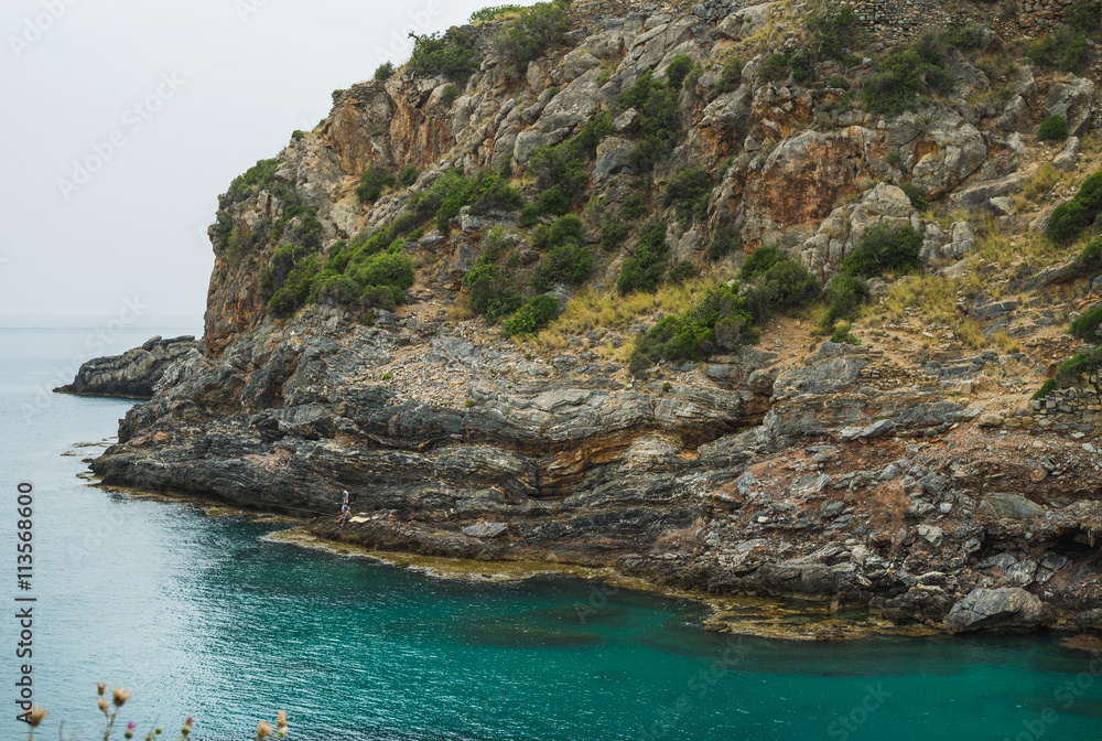Turquoise sea bay with cliff in Turkey, Mediterranean region