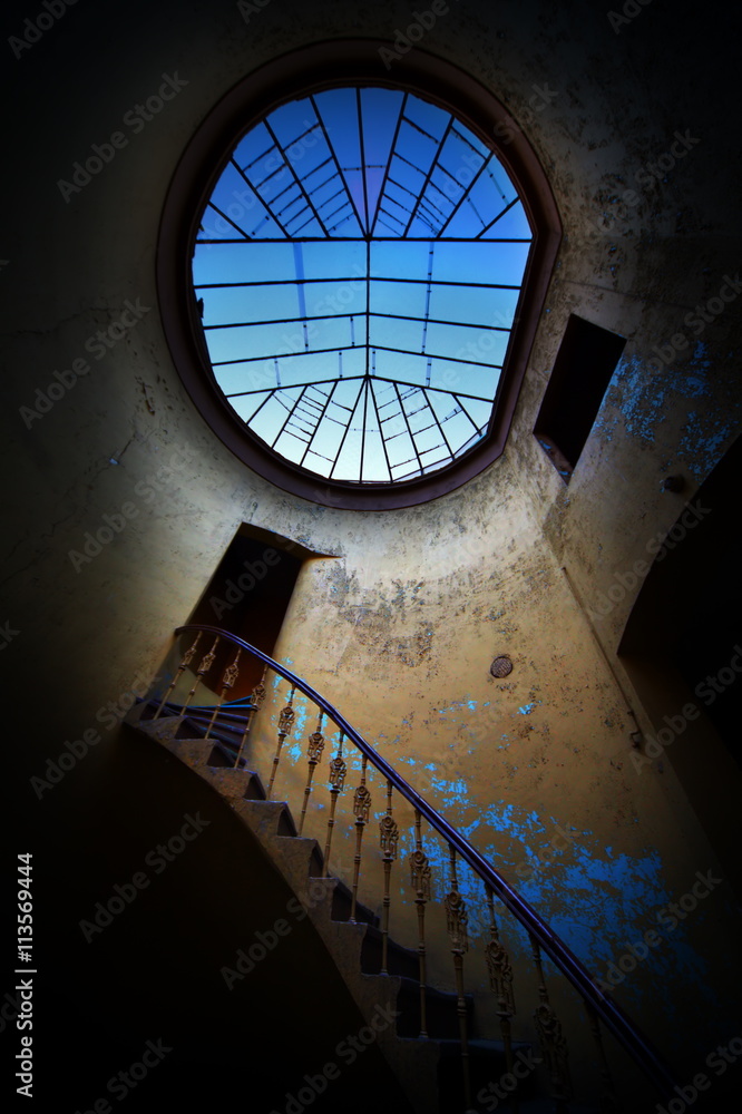 Old staircase with skylight