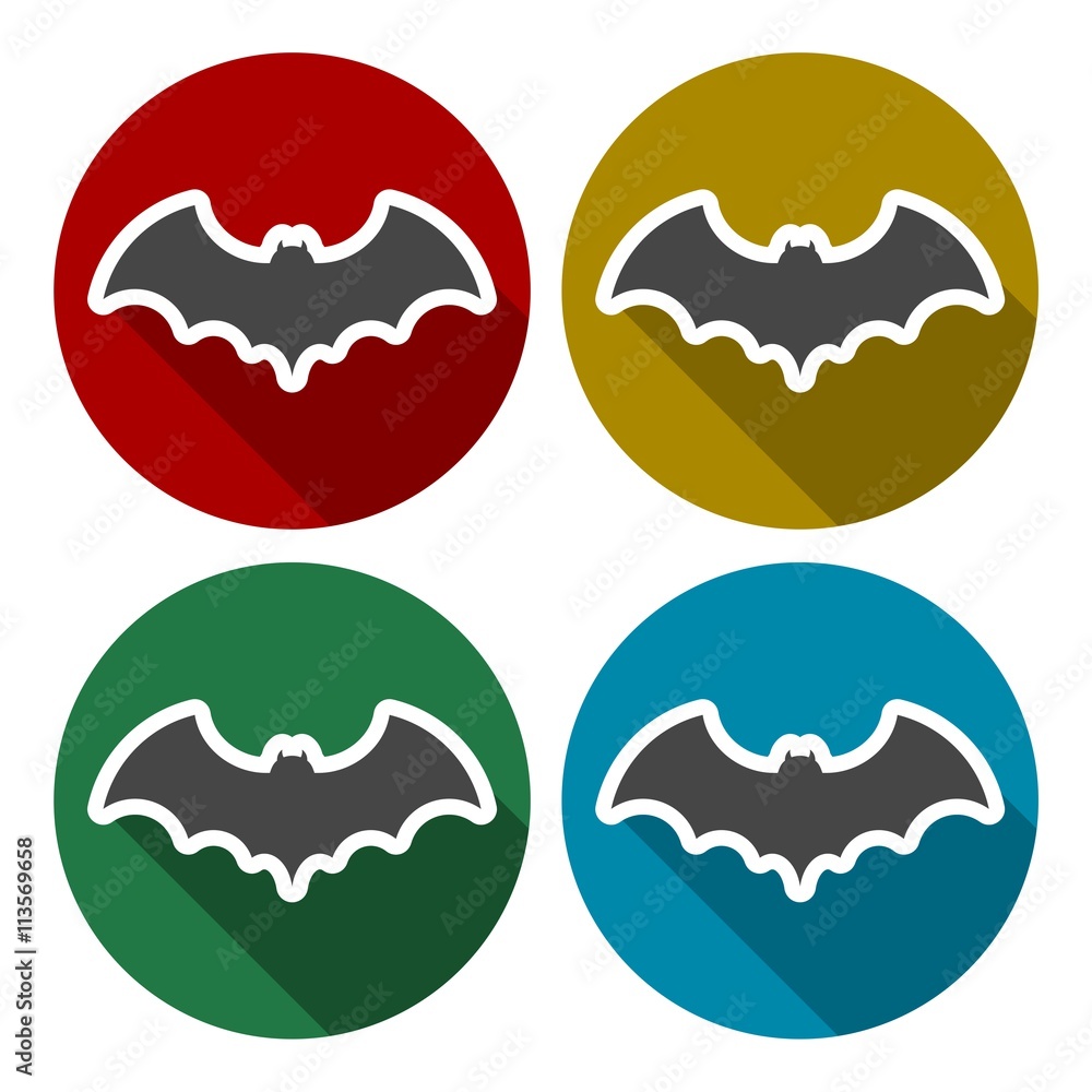 Bat icons set with long shadow Bat icons set with long shadow