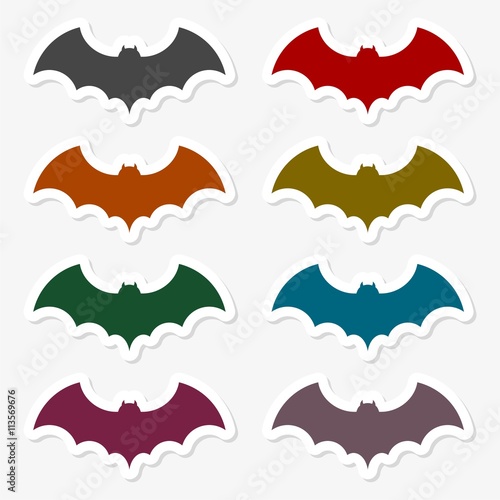 Bat icon sticker set