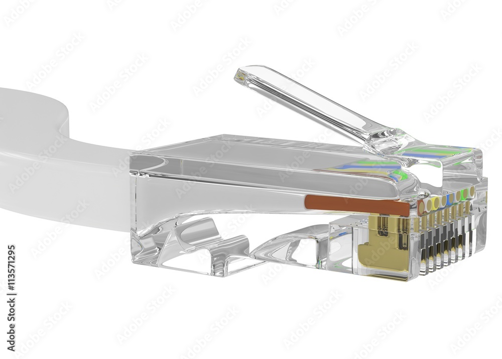 wire rj-45 on a white background, isolated. 3d rendering. wire rj-45 on a white background, isolated. 3d rendering.