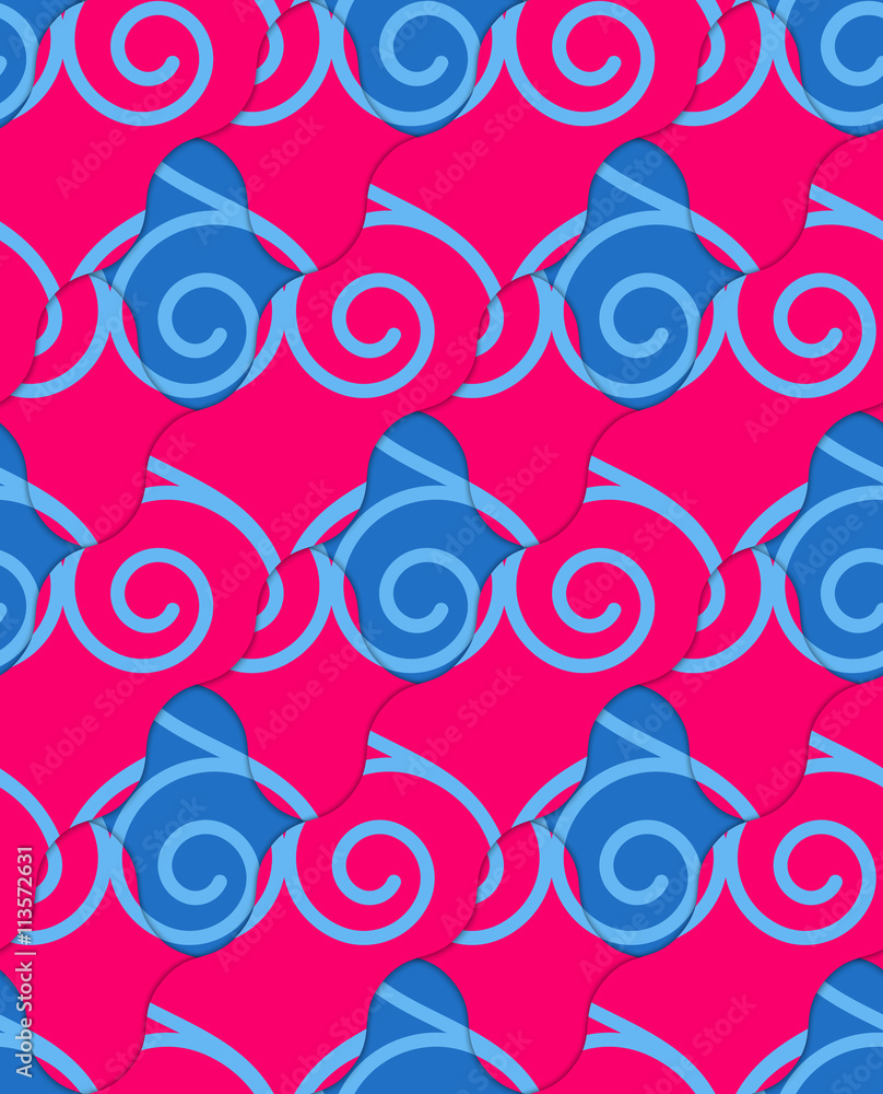 Naklejka premium Retro 3D blue and pink wavy stripes crossed