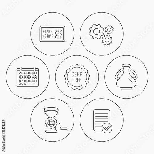 Meat grinder, vase and heat-resistant icons.