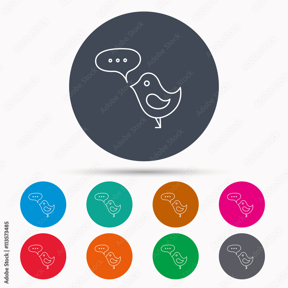 Bird with speech bubble icon. Short messages. Bird with speech bubble icon. Short messages.