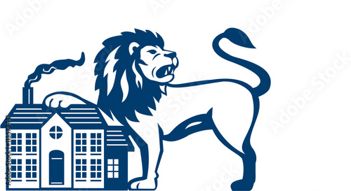 Angry Lion Paw on House Isolated Retro