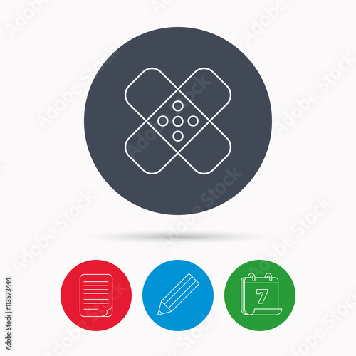 Medical plaster icon. Injury fix sign.