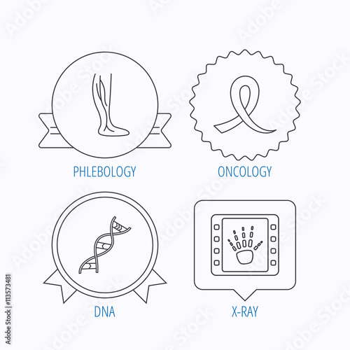 Phlebology, DNA and X-ray icons.