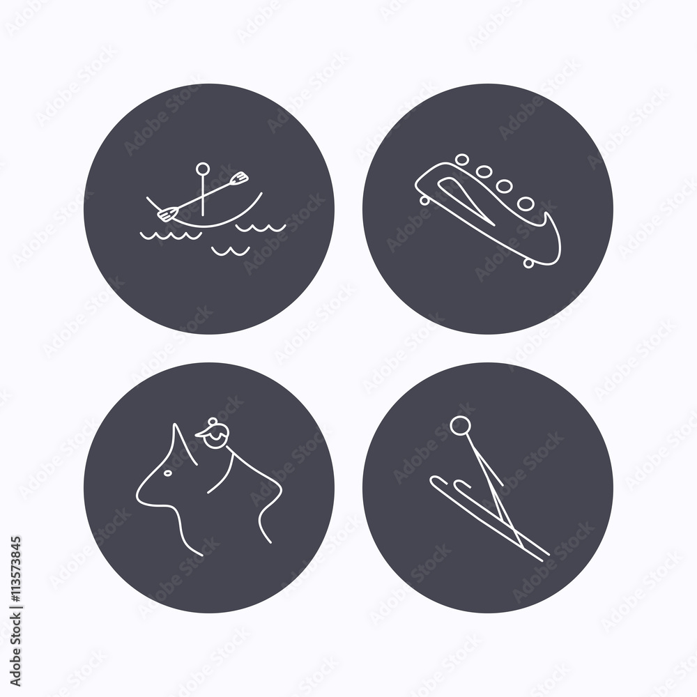 Boating, horseback riding and bobsled icons. Boating, horseback riding and bobsled icons.
