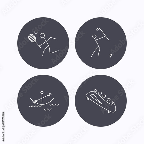 Boating, tennis and golf icons.