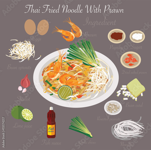 Thai food Thai Fried Noodle With Prawn