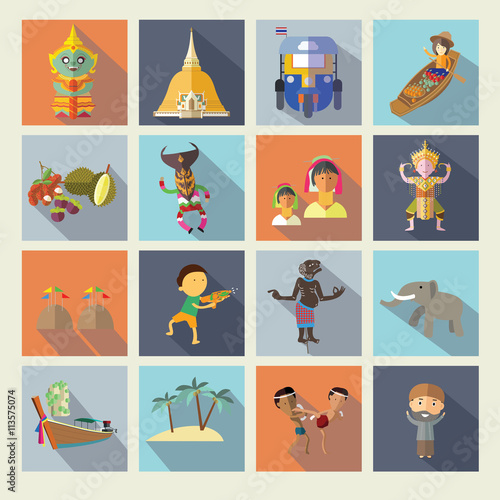 Thailand travel icons