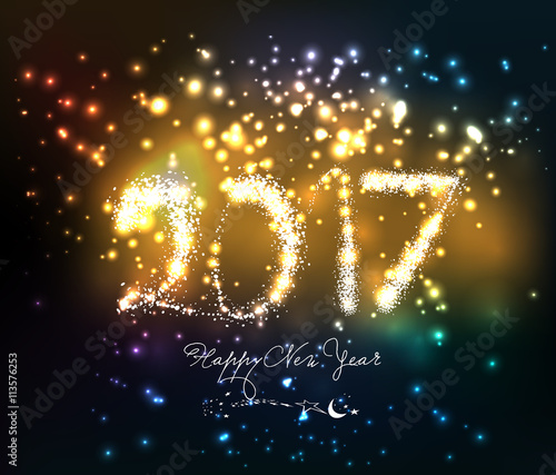 Happy new year 2017 written with Sparkle firework