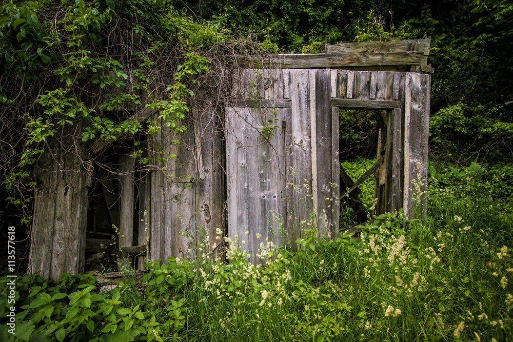 Abandoned Building In Ghost Town. Old wooden building in the abandoned