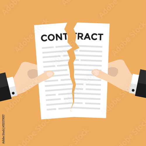 Businessman hands tearing apart contract document vector