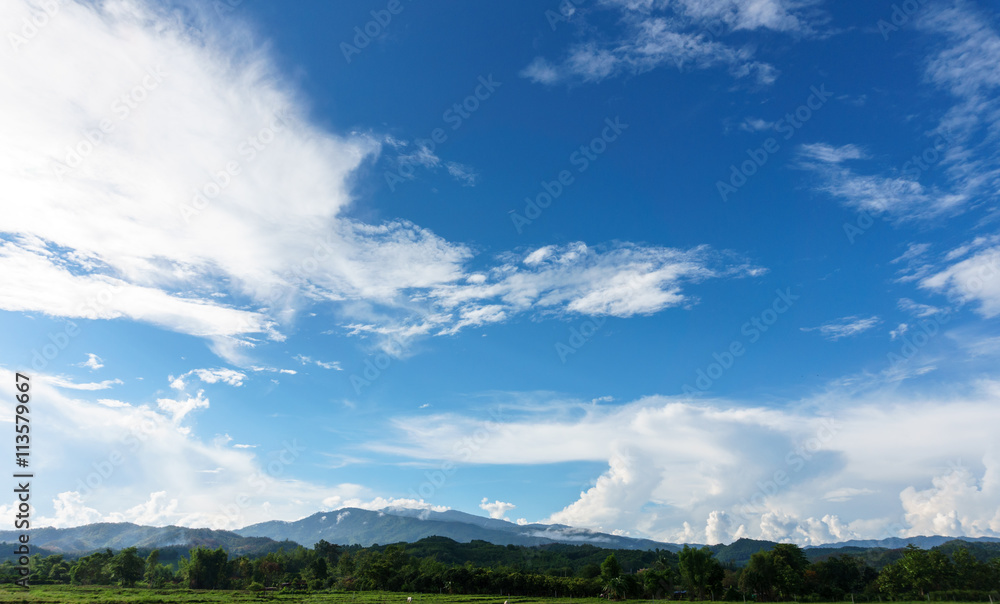 landscape of nature mountains with blue sky in the outdoor