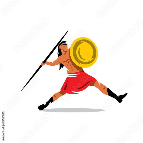 Vector Spartan Warrior Cartoon Illustration. 