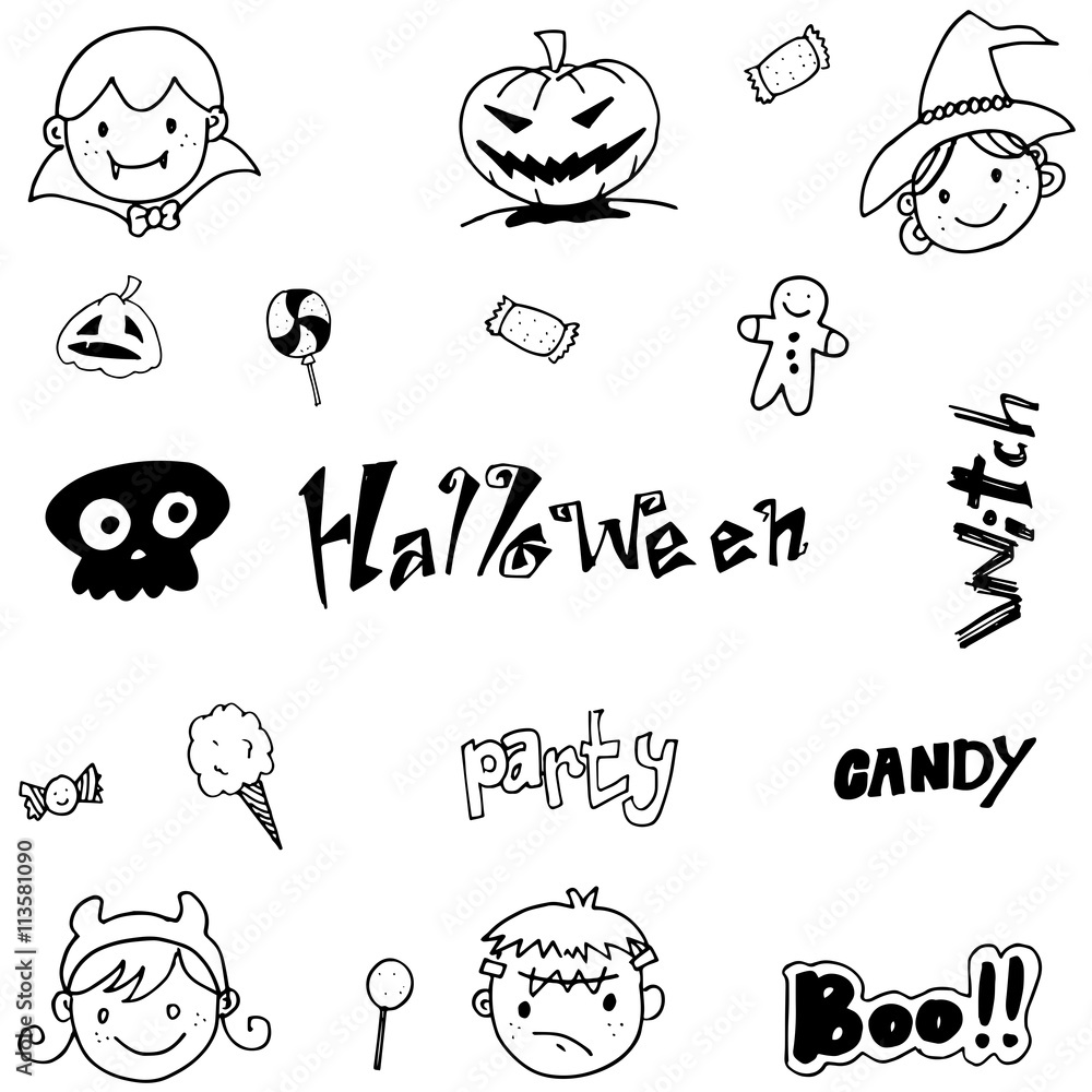 Doodle of cute halloween for kids Doodle of cute halloween for kids