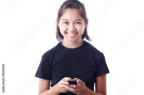 Beautiful Asian girl use mobile phone