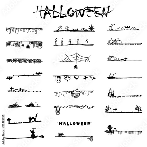 Halloween doodle black lines and stripes from free hand drawing sketch vector