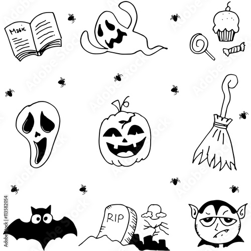 Element ghost halloween in doodle