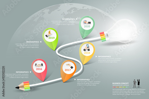 Abstract 3d lightblub infographic 5 options,  Business concept infographic