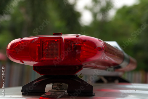 Closeup of police light bars