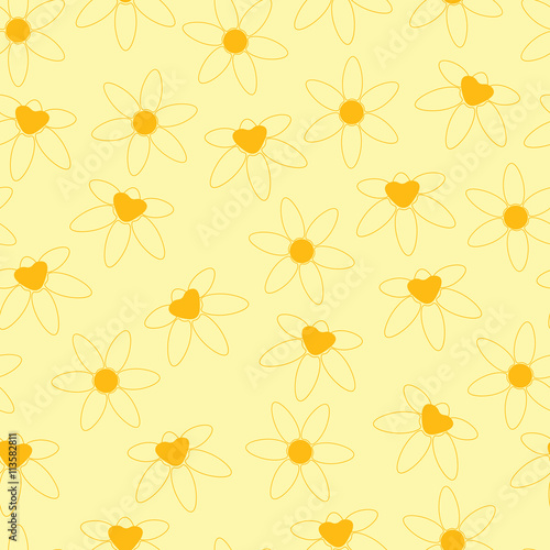 Background simple flowers. Yellow background cartoon flowers ...