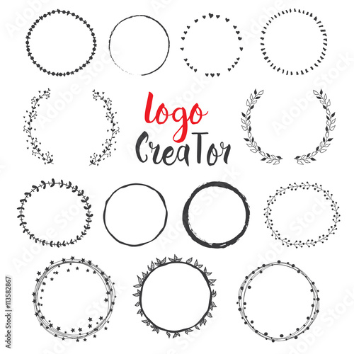Uniqiue handdrawn shapes for brand identity and logo design isolated on background and easy to use. 