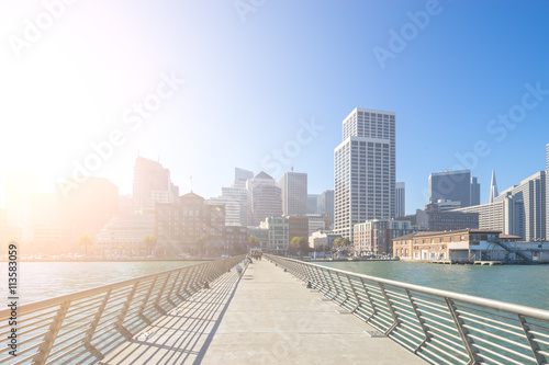 empty footpath with modern buildings in san francisco