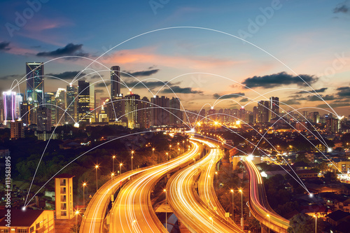 city scape and network connection concept..Image ID:411942079