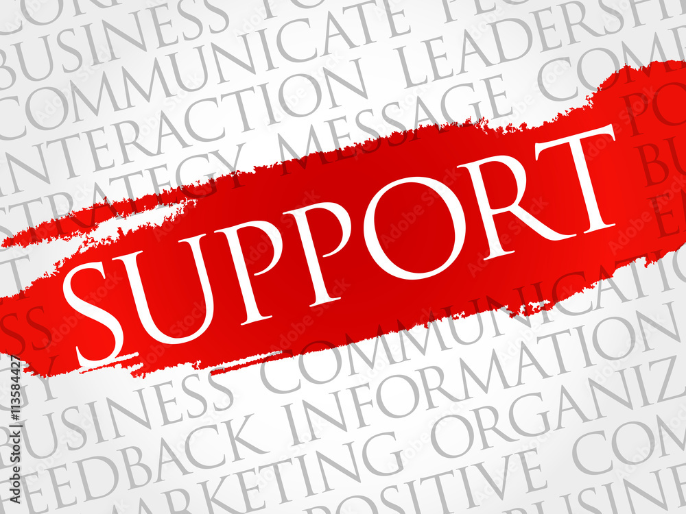Support word cloud, business concept background Support word cloud, business concept background