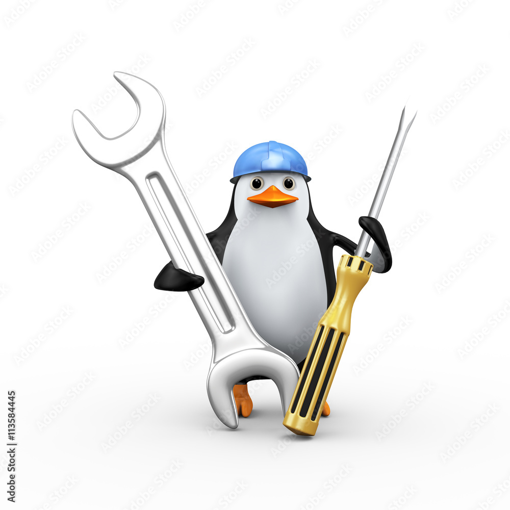 Fototapeta premium 3d penguin holding tools