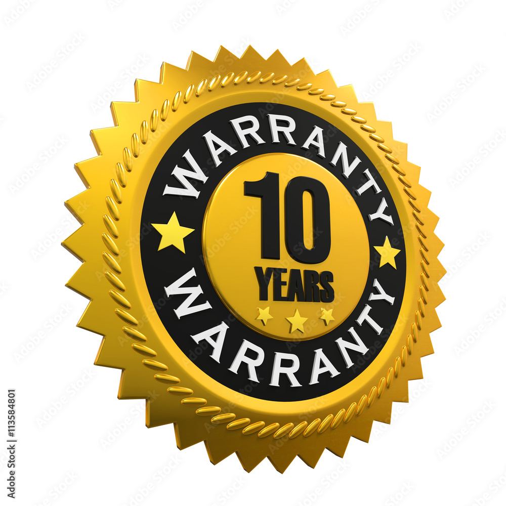 10 Years Warranty Sign. 3D rendering 10 Years Warranty Sign. 3D rendering