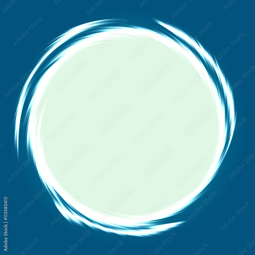 Abstract circle frame with movement line around on blue background.