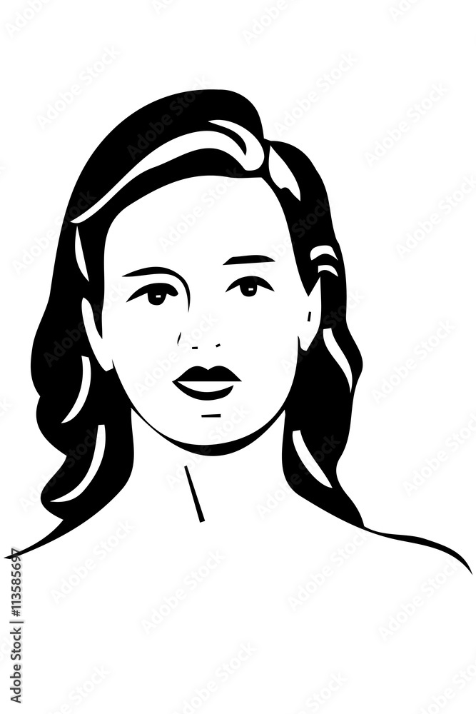 vector sketch of a beautiful girl with brunette hair vector sketch of a beautiful girl with brunette hair